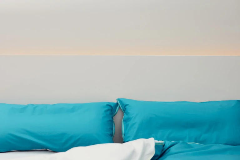 Ultraflaches Boxspringbett mit lackiertem Wandpaneel